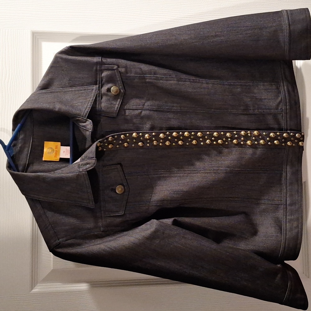 SALE!! Ruby Rd. Dark Brown Jean Jacket with Gold Accents